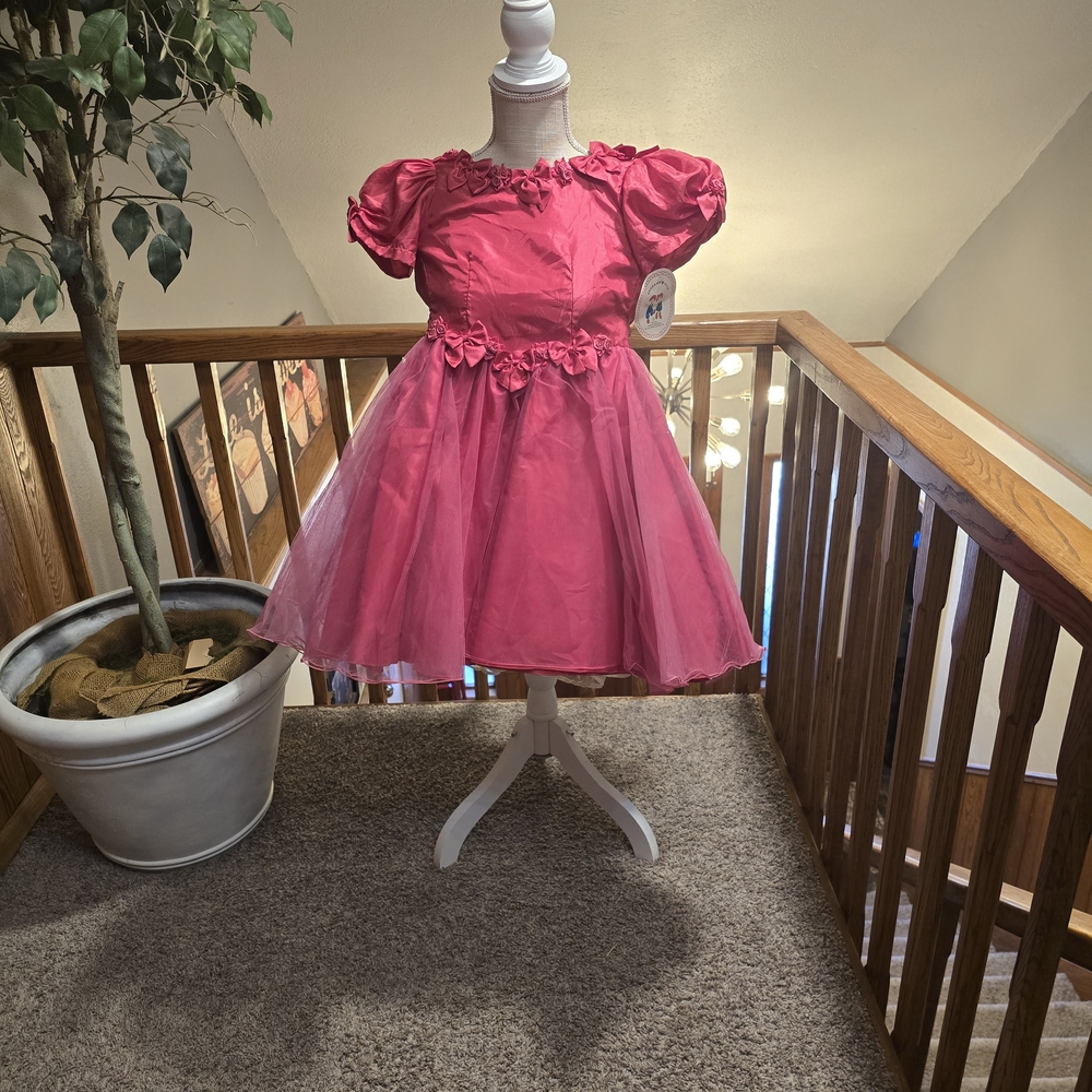 Pink Tulle Tafetta Dress for Girls Size 6